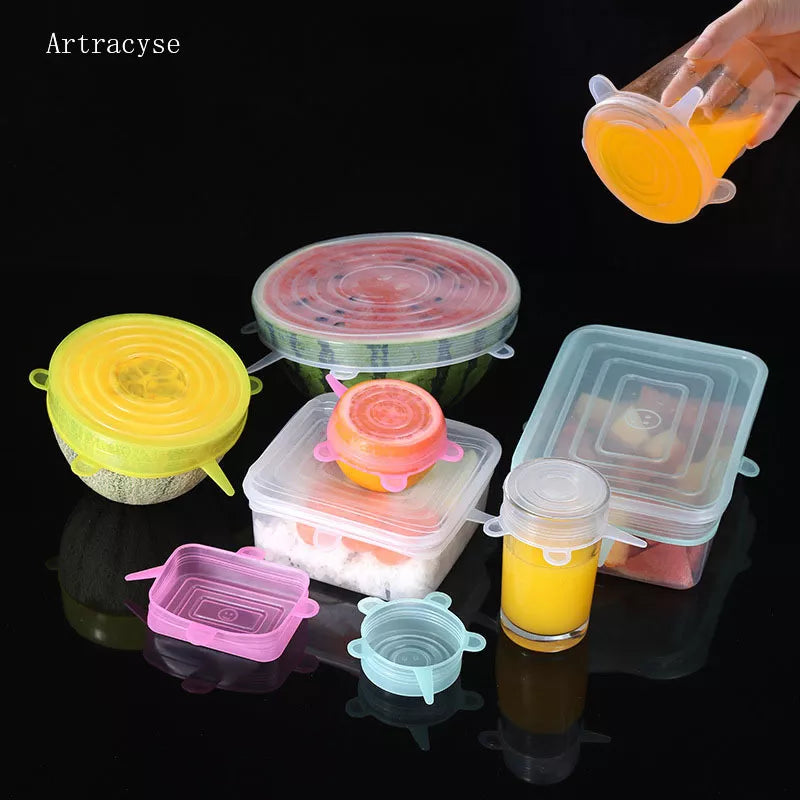 Silicone Cover Stretch Lids Reusable Durable and Expendable Lids Silicone Covers for Fresh Food Leftovers Keep Food Fresh